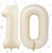 WOIRROIP Luftballon 10. Geburtstag Beige, XXL Riesen Creme Folienballon 10 für Frauen,40 Luftballon 10. Geburtstag,Zahlen 1 und 0 Folienballon für 10 Jahre Geburtstagsdeko Jubiläum Party Dekoration