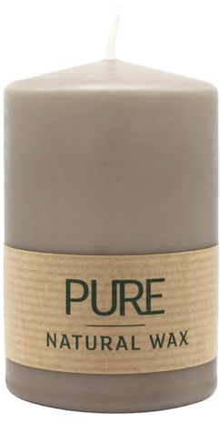luterna 100% PURE, NATURAL WAX, Stumpenkerze, Sand, WENZEL, 90/60 mm, Brenndauer ca. 25h, 100% plastikfrei