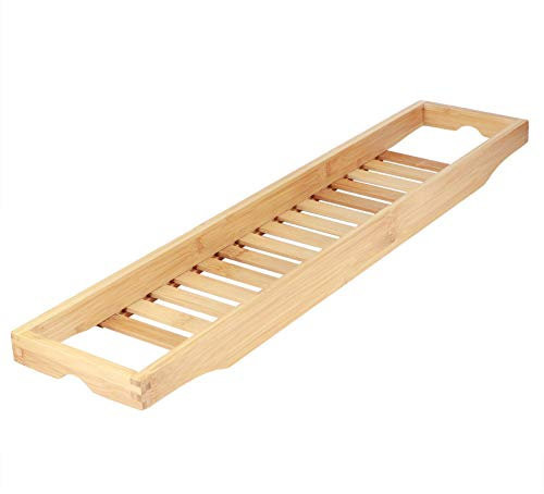 Bambus-Badewannen-Caddy-Tablett, Verstellbarer Badezimmer-Badewannen-Organizer, Multifunktionales Duschtablett-Regal Für Wein Und Bücher