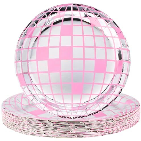 25 Stück Discokugel-Pappteller, Einweg-Partyzubehör, Disco-Dessert-Pappteller, glänzende Disco-Teller, 17,8 cm, Disco-Party-Dekorationen, geeignet für 70er-Jahre-Tanzmusik, Einzelpicknick,