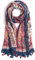 QIUTIMIY Schals für Damen Dünn Blumenmuster Bunte Schals und Tücher Halstuch mit Quasten für Frühling Sommerschal(Blume-Red NBlue)
