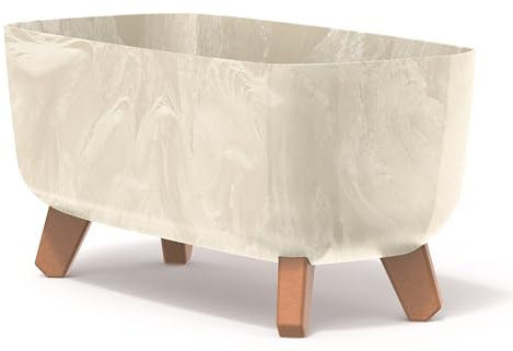 Blumentopf Blumenkübel mit Füßen Pflanzkübel mit Pflanzeinsatz Beine Pflanzschale Beton Optik Gracia Case Übertopf(Creme Beton, 39cm)