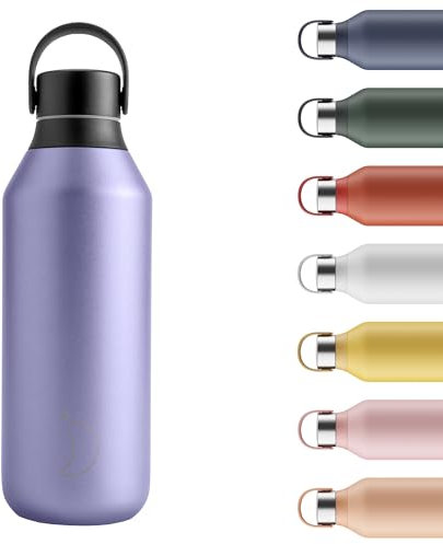 Chilly's Series 2 Gourde - Bouteilles isothermes en Acier INOX avec Double paroi, col Souple et poignée de Transport - Lavender, 500ml