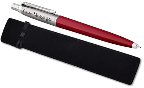 Parker Jotter Ballpoint personalised parker pen engraved In Classy Gift Bag Ideal Anniversary or Birthday Gift Perfect For Men & Women Engraved Parker Pen With Laser Engraving (Red)