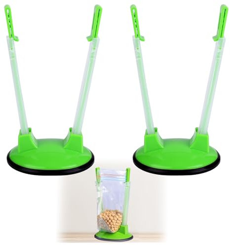 2 Pcs Sandwich Baggy Racks, Adjustable The Batch Lady Freezer Bags, Food Storage Bags Clips Stands, Plastic Reusable Freezer Bag Racks Holders, Food Prep Bag Holders Stands