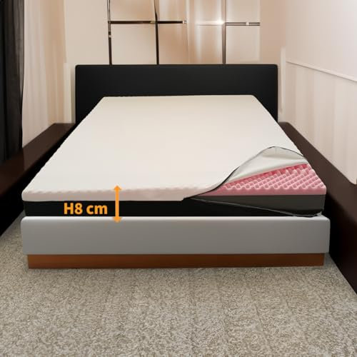 Comfy Line Topper aus Memory-Schaum und fester orthopädischer Topper, 8 cm hoch, für Doppelbett, 160 x 200 cm, Matratze mit abnehmbarem Bezug, doppelter Härte, Modell Optimma H8