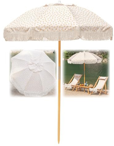 1,8M Sombrillas De Patio Con Flecos, Sombrilla De Playa Inclinable For Exteriores, Sombrillas De Vacaciones, Sombrilla De Jardín Vintage, UPF 50+, 8 Varillas De Fibra De Vidrio A Prueba De Viento