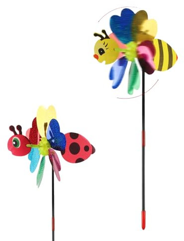Nayyana Confezione da 2 mulini a vento per bambini, mulino a vento da giardino, animale mulino a vento, mulino a vento colorato, mulino a vento 3D, giocattolo mulino a vento, decorazione, 54 cm