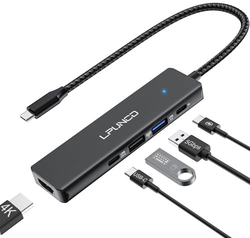 USB C Hub mit 4K HDMI, PD100W, USB C, 2*USB A Datenports, USB C Adapter Multiportadapter, USB C Docking Station 5 IN 1 für iPhone 15/15 Pro, MacBook Pro/Air, iPad Pro/Air, Steam Deck und mehr