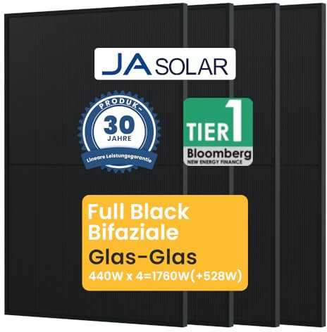 Jasolar 440Wx4 Full Black Bifaziale Solarmodule JAM54D41 Glas-Glas Solar Panel für Balkonkraftwerk (4)