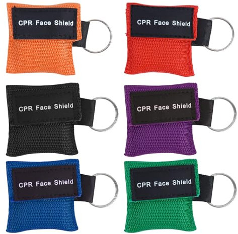 LEOEASIY 6Pack Beatmungsmaske Erste Hilfe,Beatmungsmaske,Beatmungsmaske Schlüsselanhänger,Mund zu,Mund Beatmung Schutz,Beatmungstuch Schlüsselanhänger,Cpr Face Shield,Schlüsselanhänger Beatmungsmaske