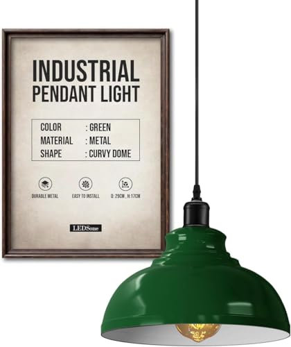 LEDSone Moderner Kronleuchter, Vintage-Pendellampenschirm, industrielle Deckenbeleuchtung zum Aufhängen, ideal für Esszimmer, Bar, Clubs, E27-Sockel (grün)