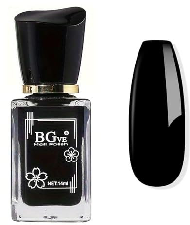 Black Nail Polish - Pure Black Nail Varnish Quick Dry - Oil Based Breathable Nail Polish - Neutral Color French Manicure Nail Polish - Long Lasting Nail Polish for Nail Art French Manicure at Home
