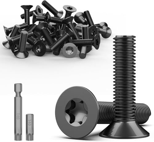 TXXATX 15 Pezzi Viti a Testa Svasata Torx M8 x 30 mm Viti Torx in Acciaio Inossidabile A2 V2A Vite Torx Nero Viti a Testa Piatta Bullone Meccanico Filettatura Completa Viti con Punta Torx T40