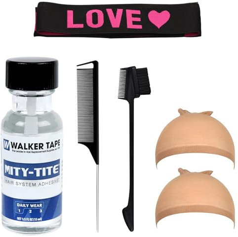 Lace Front Wig Glue Set - Strong, Invisible & Waterproof Adhesion - Comes With 2 Hair Nets, 2 Combs & 1 Elastic Band