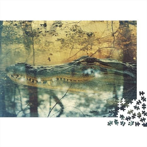 Krokodil 1000 Stück Puzzles Für Erwachsene Teenager Stress Abbauen Familien-Puzzlespiel 1000-teiliges Puzzle Kinder Lernspiel Spielzeug Geschenk Puzzel 1000pcs (75x50cm)