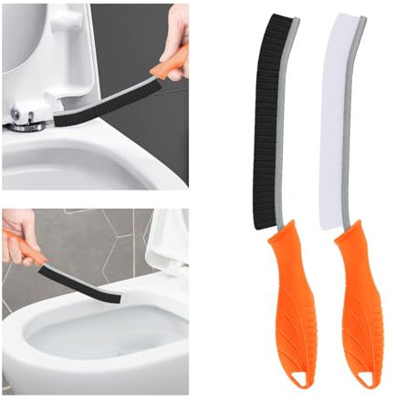 TQRR Brosse Toilettes WC - Brosses de Nettoyage à Poils Durs, Brosse Joint Carrelage Montage Mural, Outil de Nettoyage pour Évier de Cuisine, Baignoires (2, Orange)