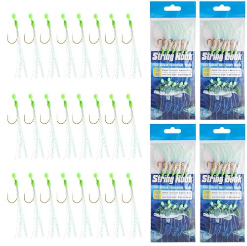 GeeRic 24 Pack Sea Fishing Rigs Mackerel Feather Rigs, Cod Herring Lure Hook Beach Pier Lure Fishing Rigs with Hooks for Freshwater/Saltwater