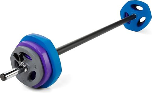 Gymtek Body Pump Langhantel, Pumpset 20 kg, Hantelset, Hantelset mit Langhantel, Hantelscheiben und Federverschlüsse