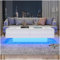 Sapgaks Table Basse Moderne Haute Brillance en Blanc,Table Basse relevable 115 x 55 x 34 cm, avec 2 tiroirs et éclairage LED,Table de Salon élégante,Blanc