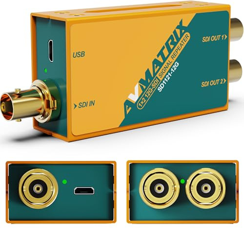 AVMATRIX 1 splitter SDI da 12 G con ri-clocking e ritime-signal (SD1121-12G) | Supporta 12G/3G/HD/SD, amplificatore di distribuzione, equalizzazione, 1080p a 60Hz