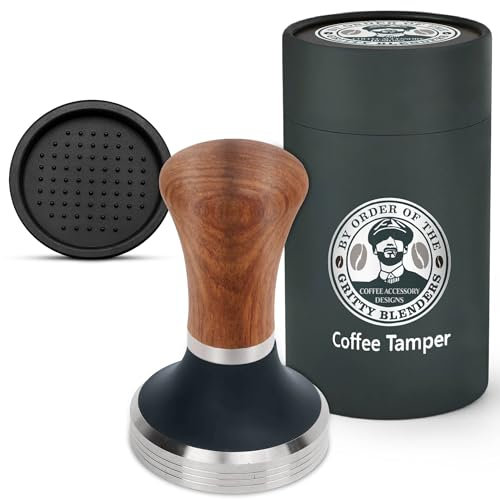 Gritty Blenders 51mm Coffee Tamper with Tamper Mat, Barista Accessory in a Gift Box, Compatible with 51mm Portafilters