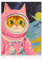 Lustige Katze Astronaut Poster Katze im Weltraum Leinwand Bild niedlich rosa Wandkunst bunte Kinder und Kinderzimmer Kunst für Mädchen Schlafzimmer 30×40 cm Ungerahmt