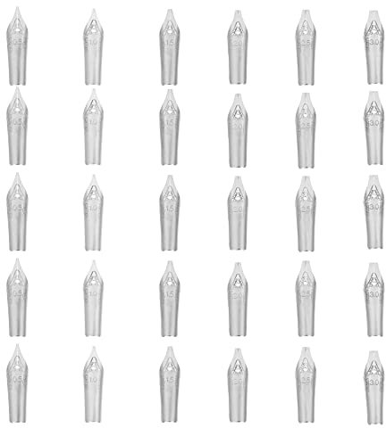 Toddmomy 30pcs Fountain Pen Nibs Replacement, 5 Sizes Line Width Calligraphy Nibs Stainless Steel for Calligraphy Pen Supplies