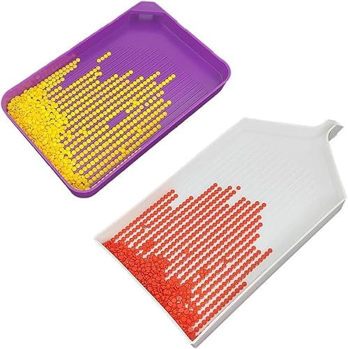 2Pcs Diamond Painting Tray, Funnel Rhinestones Paintings Tray Large Capacity DIY Drill Plate Art Crafts 5D Handmade Plastic Cross Stitch Nail Art Dotting Tool Kits