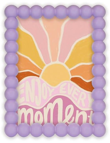 matches21 HOME & HOBBY Marco de fotos de 13 x 18 cm, diseño de burbujas, marco decorativo en color lila pastel, bonito marco de fotos de madera estable