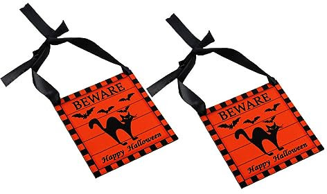 MAGICLULU 2Stücke Halloween Holzschild mit Schwarzer Hängende Türdekoration für Festliche für Zuhause und Partys