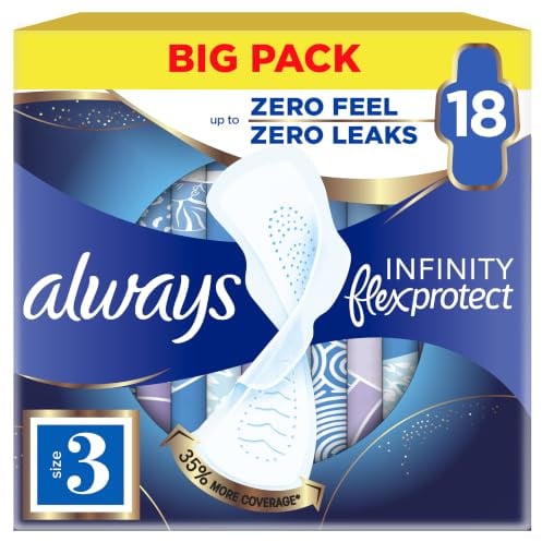 Always Infinity Sanitary Towels Value Pack Night Size 3 18CT