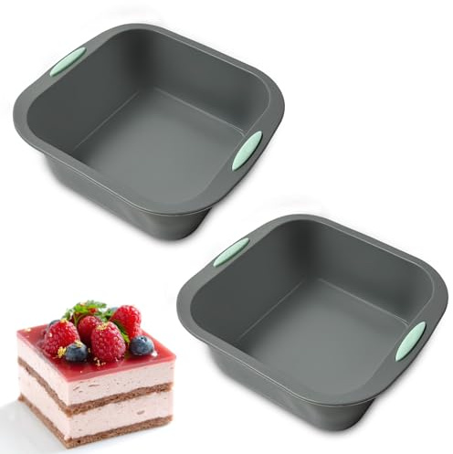 MXGHIR 2 Stück Brownie Backform aus Silikon, 8-Zoll Antihaft Kuchenform Eckig BPA-Frei Silikon Backformen für Brownies, Käsekuchen, Brot, Kuchen und Lasagne (Grau)