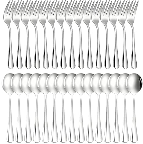 30 Stück Kuchengabel Und Kaffeelöffel Set,Teelöffel Kuchengabeln Set,Teelöffel Und Kuchengabeln Aus Edelstahl,Edelstahl Löffel Und Gabeln Für Restaurant,Party Hochzeits,Party,15 Gabeln+15 Löffel