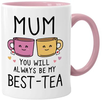 Jonuin Mothers Day Gifts for Mum Mug, 325ml MumCoffee Tea Mug, Best Mum Mug with Best-Tea, Ceramic Coffee Cup, Mom Mugs Gift for Birthday Christmas Valentine (Pink)