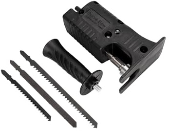 Bestgle Sierra Recíproca Eléctrica, Adaptador de Sierra Alternativa Portátil Taladro Eléctrico a Adaptador de Sierra Recíproca con 3 Hojas de Sierra para Sierras Caladoras de Corte de Madera y Metal