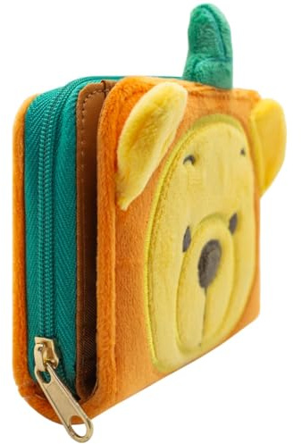 Winnie Halloween Pumpkin Costume Pooh Purse Bi-Fold Coin Pocket & Card Holder, Orange