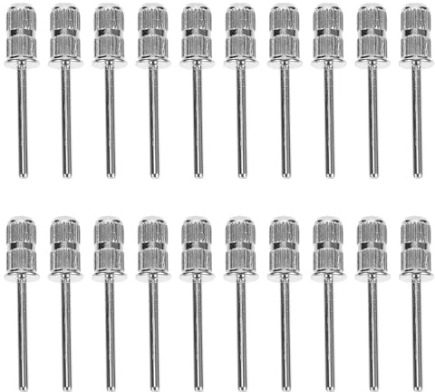 Manikürefeilenaufsatz 2,35mm Metall 20 Stück für Nageldesign | Schleifen, Schnitzen, Schärfen und Sanden, für Natürliche Sowie Gelnägel, Silber