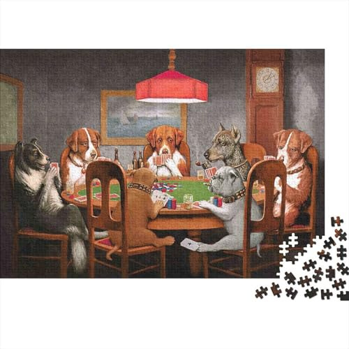 Dogs Playing Poker Jigsaw Puzzle 1000 Pieces Puzzle Game Paper Adult Night Scene Puzzle for Family 70x50cm/1000pcs