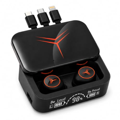 MONTY SOUL - Auriculares Bluetooth con funda Power Bank de 2000 mAh, auriculares inalámbricos con micrófono integrado, control táctil, llamadas manos libres y asistente de voz (M88 Plus)