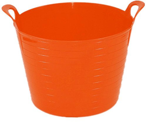 Easy Shopping 42 Litre Large Flexi Tub Garden Home Flexible Colour Rubber Storage Container Bucket Polyethylene Flex Tub- MADE IN U.K. (Orange)