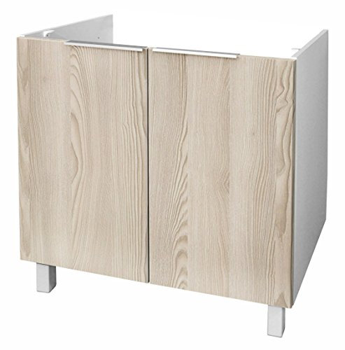 Berlioz créations Cajonera Inferior de Cocina bajo Fregadero 80, Madera de ingeniería, Fresno Arenado, 80 x 52 x 83 cm