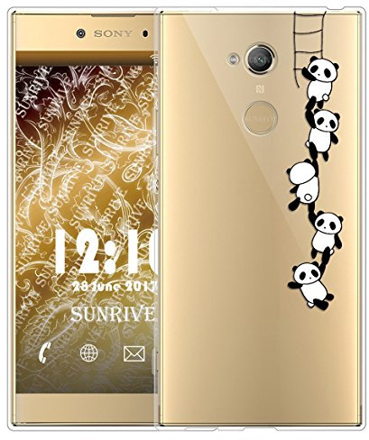 Sunrive Für Sony Xperia XA2 Hülle Silikon, Transparent Handyhülle Schutzhülle Etui Case Backcover für Sony Xperia XA2 5,2 Zoll(TPU Panda 1)+Gratis Universal Eingabestift
