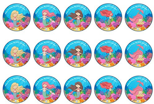 15 x 2 inch cupcake toppers my little mermaid edible wafer