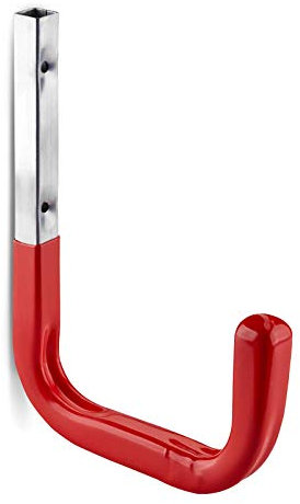 OrgaTech 10 ganchos de pared multiusos de 210 x 150 mm, con capacidad de carga de hasta 50 kg y revestimiento de goma, color rojo
