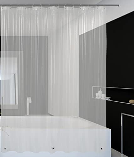 Mrs Awesome Tenda da doccia larga con magneti, ganci inclusi, impermeabile, Peva, senza PVC, 208,3 x 188 cm, trasparente