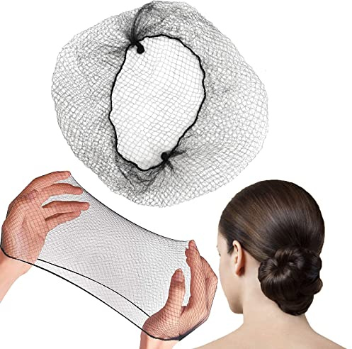 Hair Nets 20 PCS, Smilco 22 Inches Elasticity Invisible Elastic Mesh Wig Nets for Hair Bun Making Ballet Dancer Kitchen Food Serive (BLACK)