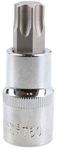 T60 Male Torx Bit Star Socket 1/2 Drive Standard Internal Chrome Vanadium Steel