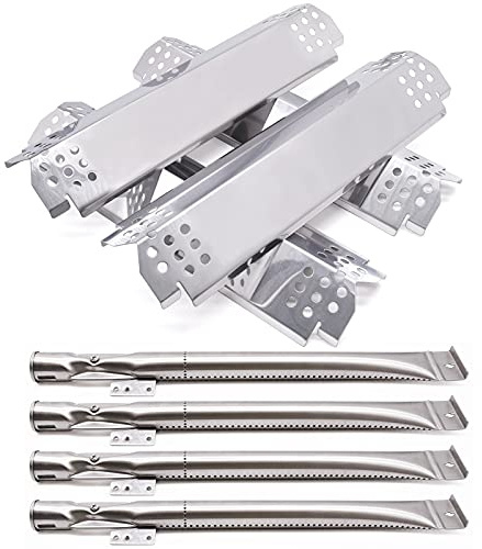 Grill Replacement Parts for Nexgrill 720-0830H, 4 Pack Grill Burners and Heat Plates Shield for Home Depot Nexgrill 4 Burner 720-0830H Gas Grills