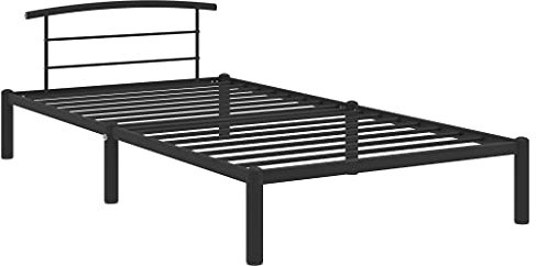 vidaXL Bettgestell Bett Metallbett Schlafzimmerbett Einzelbett Bettrahmen Schlafzimmermöbel Ehebett Lattenrost Schwarz Metall 100x200cm